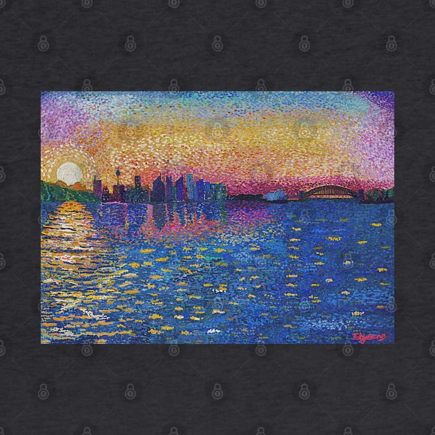 Sunset on Sydney Harbour 2019 update by tobycentreart